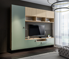 Стенки для гостиной, Гостиная (стенка) Тренд Дуб Винченца / ЛДСП Белла Камыш