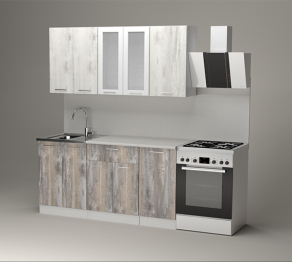 Кухонный гарнитур Инна стандарт 1,6 м Пайн Белый/Пайн Экзотик ЛДСП