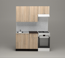 Кухонные гарнитуры, Кухонный гарнитур Сабрина нормал 1,5 м Дуб Сонома ЛДСП