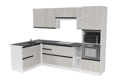 Кухонный гарнитур Сюита мега прайм 1,5 х 2,7 м Бетон светлый ЛДСП