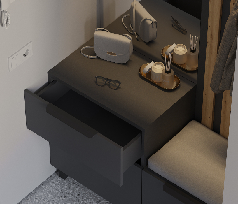 Прихожие, Прихожая Тренд с рейками Диамант серый