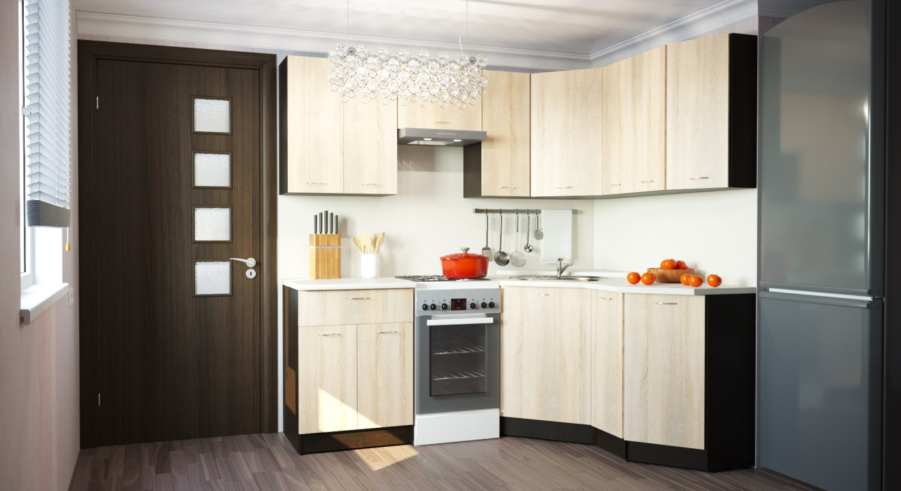 Кухонные гарнитуры, Кухонный гарнитур Симона мега оптима 2,1 х 1,5 м Дуб Сонома ЛДСП