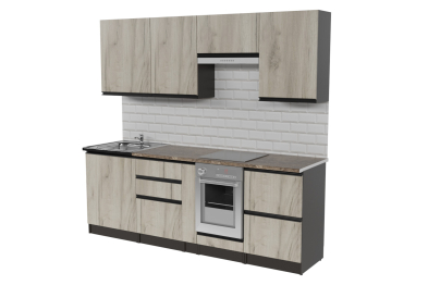 Кухонный гарнитур Равенна компакт 2,2 м Дуб браун ЛДСП