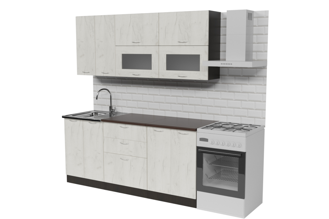 Кухонные гарнитуры, Кухонный гарнитур Лоретта макси 1,8 м Дуб грей ЛДСП