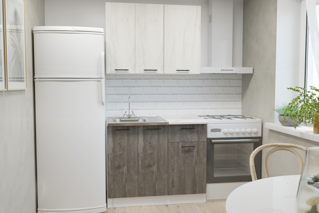 Кухонные гарнитуры, Кухонный гарнитур Сиена мини 1,0 м Дуб грей/Бетон темный ЛДСП