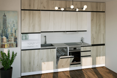 Кухонный гарнитур Паола люкс 3,0 м Дуб грей/Дуб Браун ЛДСП