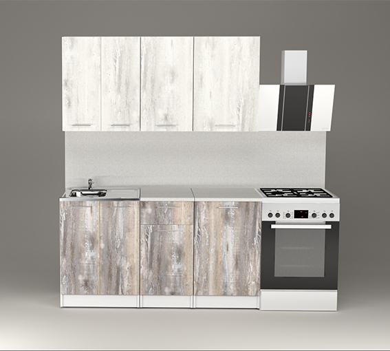 Кухонные гарнитуры, Кухонный гарнитур Инна нормал 1,5 м Пайн Белый/Пайн Экзотик ЛДСП