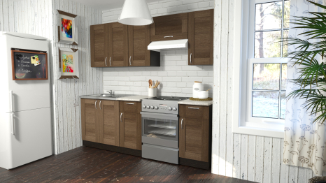 Кухонный гарнитур Кира компакт 2,2 м Квадро Шимо темный ЛДСП