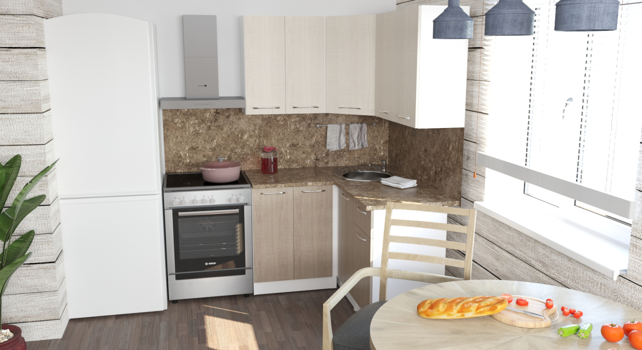 Кухонные гарнитуры, Кухонный гарнитур Ольга прайм 1 1,2 х 1,4 м Латте / Карамель ЛДСП