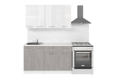 Кухонный гарнитур Терция медиум 2 1,4 м Белый глянец/Бетон Светлый ЛДСП