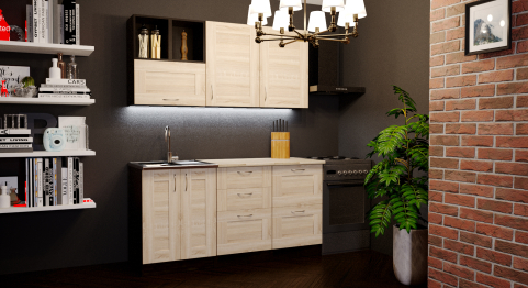 Кухонный гарнитур Томилла стандарт 4 1,6 м Квадро Дуб Сонома ЛДСП