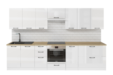 Кухонный гарнитур Жасмин экстра 1 3,0 м Белый глянец ЛДСП