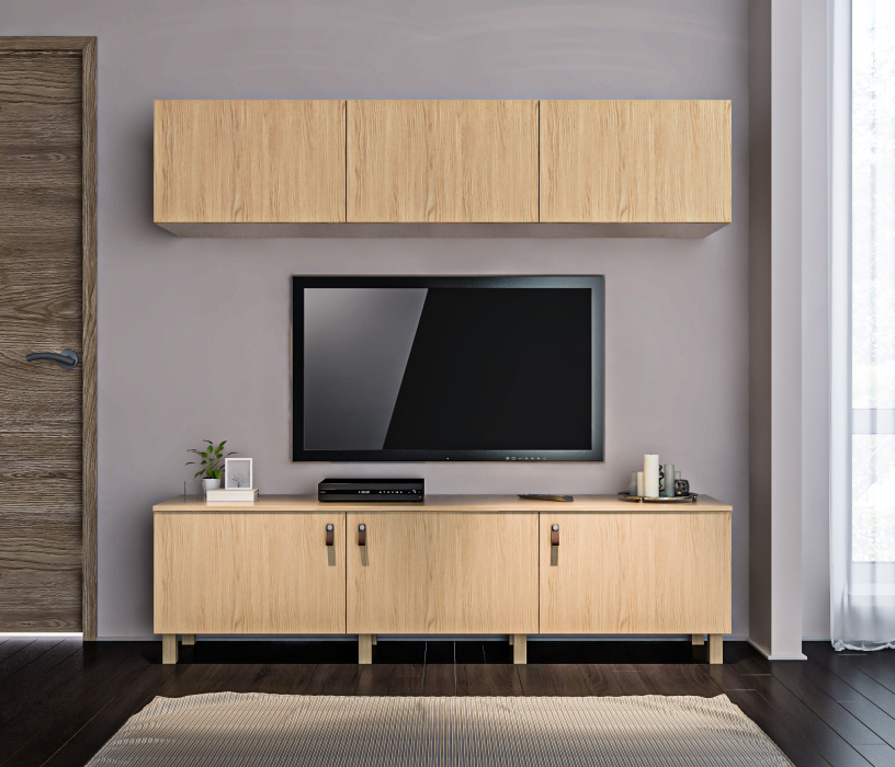 Стенки для гостиной, Гостиная (стенка) на ножках Тренд Дуб Винченца / ЛДСП Дуб Винченца