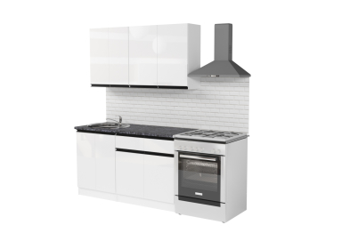 Кухонный гарнитур Лотос медиум 2 1,4 м Белый глянец ЛДСП