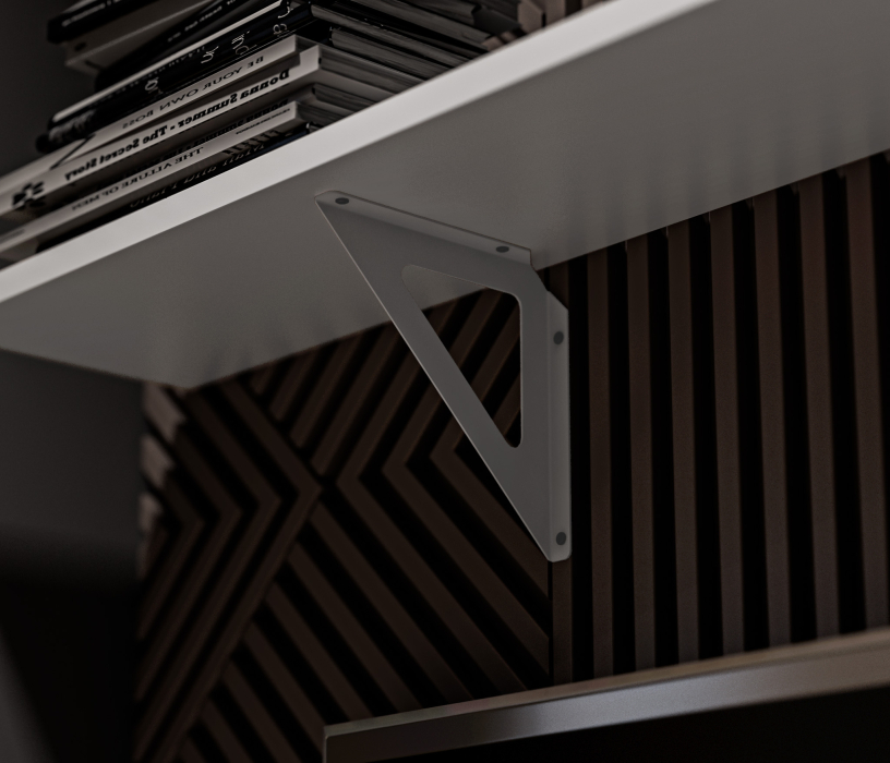 Настенные полки, Твин СБ-3387 Полка Белая 157 см с белым менсолодержателем