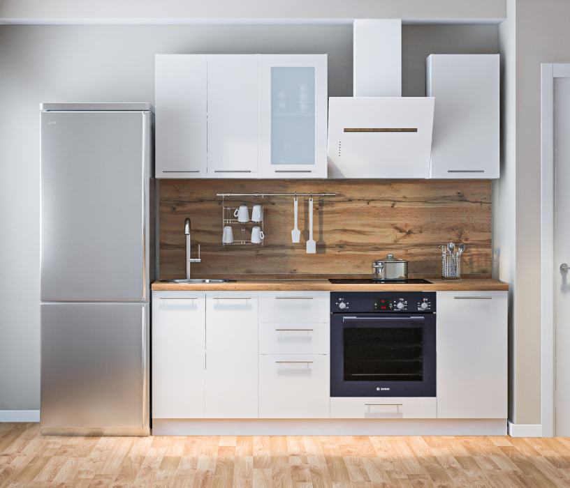 Кухонные гарнитуры, Кухонный гарнитур Регина Белый/Анна МДФ Белый глянец 2 м