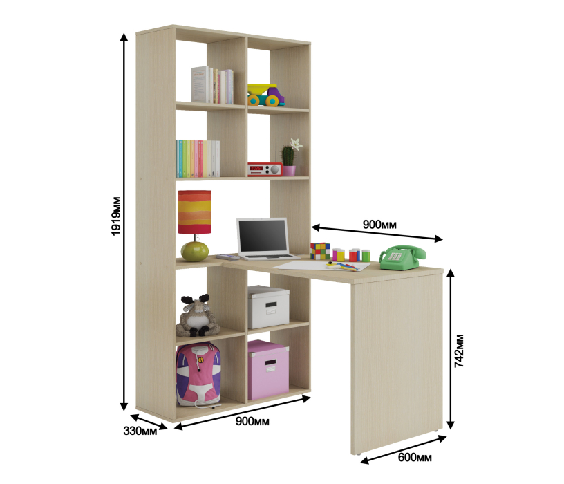 Домашние кабинеты, Стеллаж со столом Техно СБ-2061 Кремона