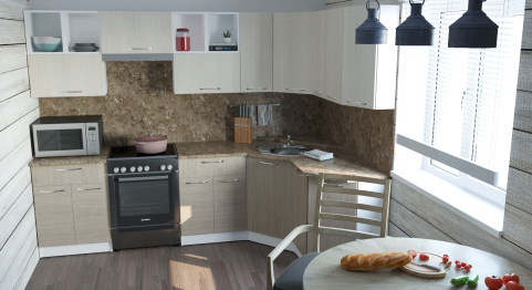 Кухонный гарнитур Ольга оптима 5 2,7 х 1,6 м Латте / Карамель ЛДСП