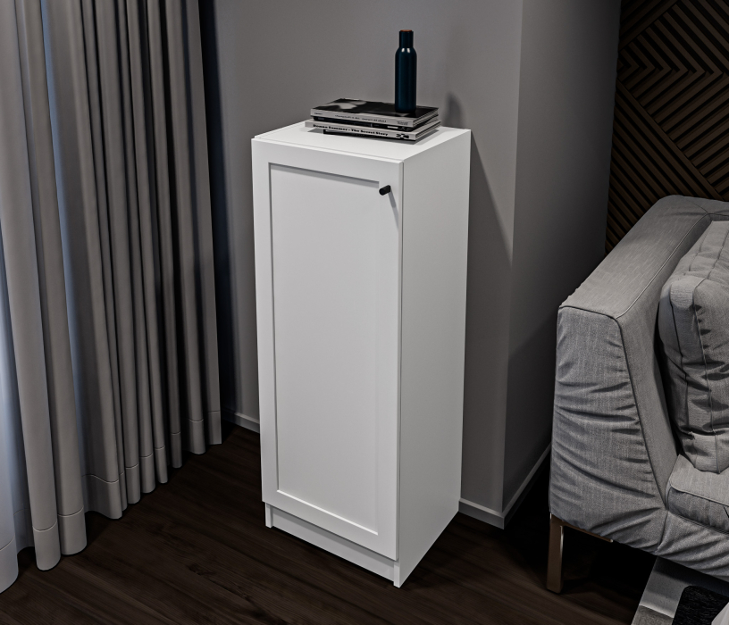 Прямые, Стеллаж Твин СБ-3379 Белый с глухим фасадом