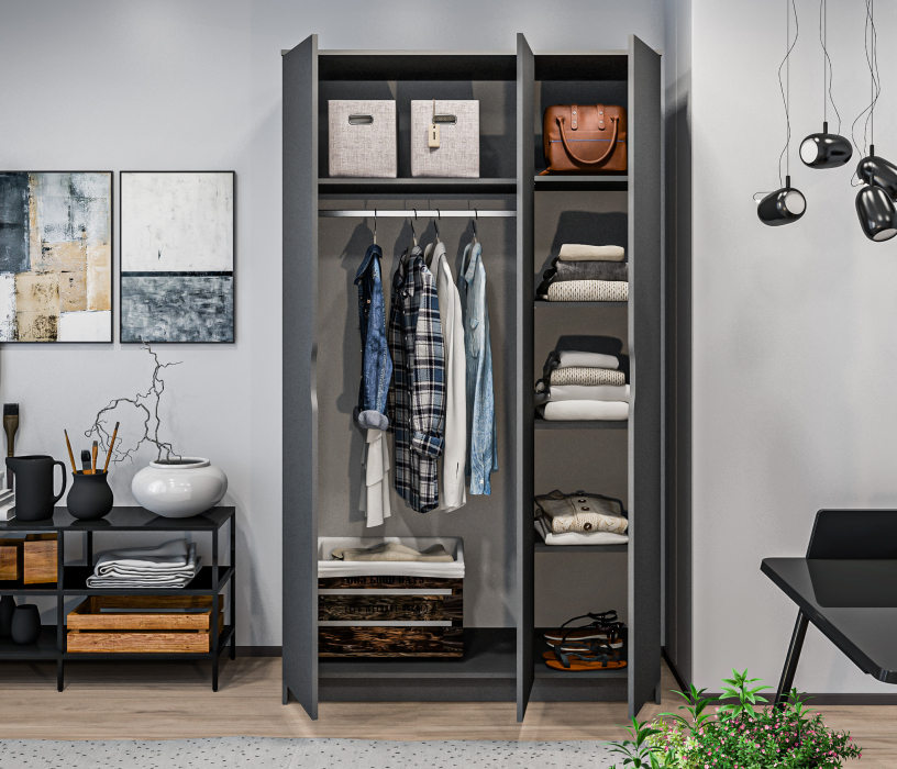 Спальные гарнитуры, Комплект Бруклин (шкаф и кровать 1800), Диамант серый