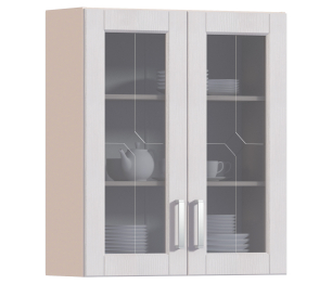 Регина РП-180 Полка с двумя витринами Песочный/Риф белоснежный