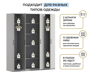 Шкаф четырехдверный Макс 2000 мм, вариант №3 (ЛДСП)