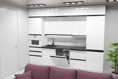 Кухонный гарнитур Лотос экстра 5 3,0 м Белый глянец ЛДСП