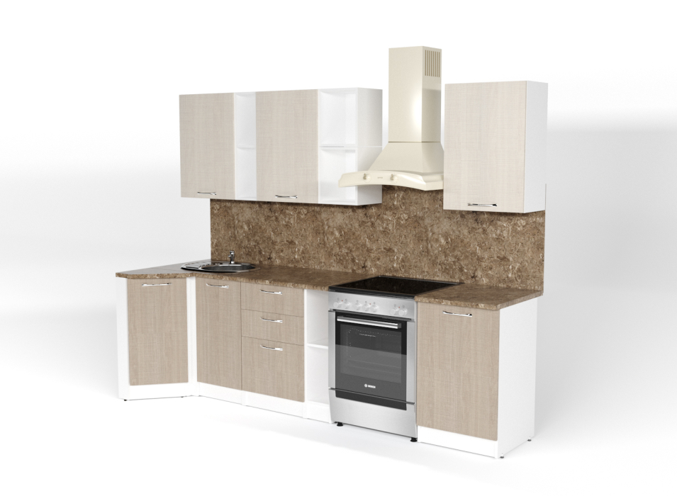 Кухонные гарнитуры, Кухонный гарнитур Ольга прайм 4 0,9 х 2,0 м Латте / Карамель ЛДСП