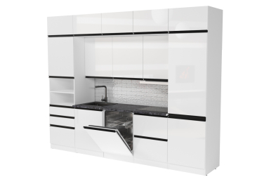 Кухонный гарнитур Лотос экстра 5 3,0 м Белый глянец ЛДСП