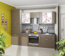 Кухонные гарнитуры, Регина Песок/Дуб Сантана Темный/Анна Орхидеи-2/столешница Серебро 2700