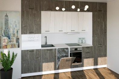 Кухонный гарнитур Сиена люкс 3,0 м Дуб грей/Бетон темный ЛДСП