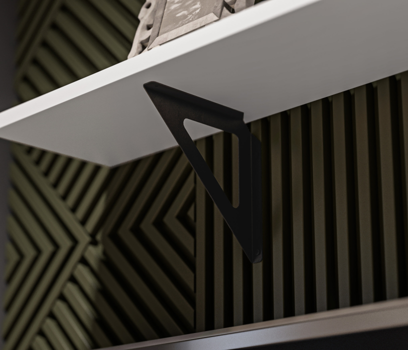 Настенные полки, Твин СБ-3412 Полка Белая 117 см с черным менсолодержателем