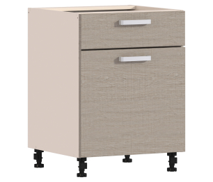 Стол с ящиком и 1-ой дверью Регина Песочный с фас. Дуб Сантана Светлый  600