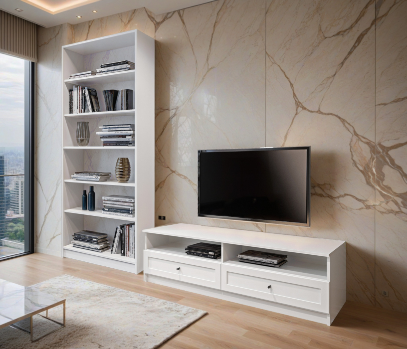 ТВ-тумбы, Комплект Твин (стеллаж и тумба ТВ), Белый