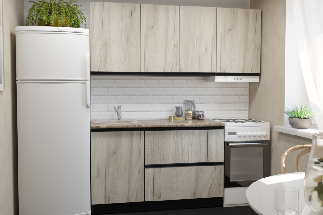 Кухонные гарнитуры, Кухонный гарнитур Равенна макси 1,8 м Дуб браун ЛДСП