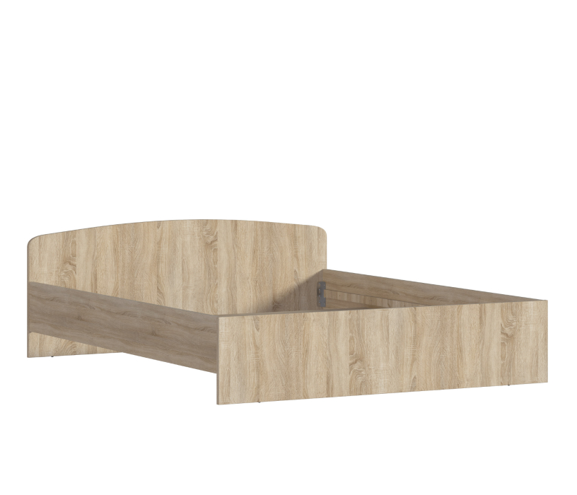 Кровати 160 см, Кровать Кито СБ-2301 дуб сонома с основанием и матрасом Эластик 14 160х200