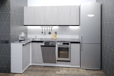 Кухонный гарнитур Сюита прайм 0,4 х 1,1 х 2,0 м Бетон светлый ЛДСП