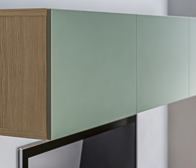 Стенки для гостиной, Гостиная (стенка) на ножках Тренд Дуб Винченца / ЛДСП Белла Камыш