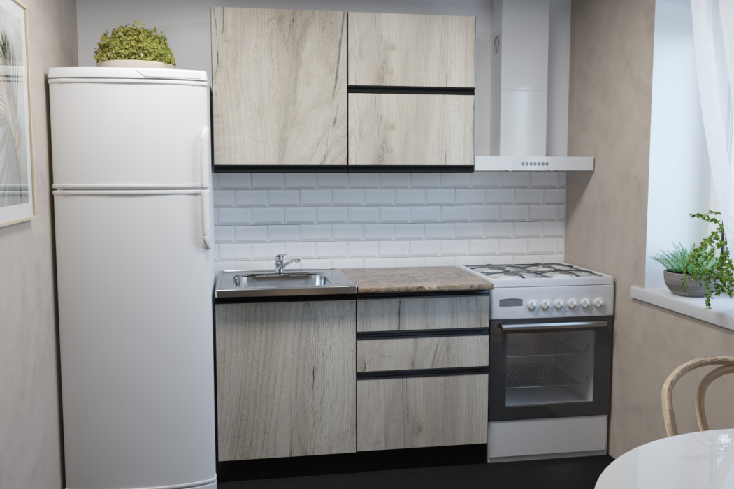 Кухонные гарнитуры, Кухонный гарнитур Равенна лайт 1,2 м Дуб браун ЛДСП