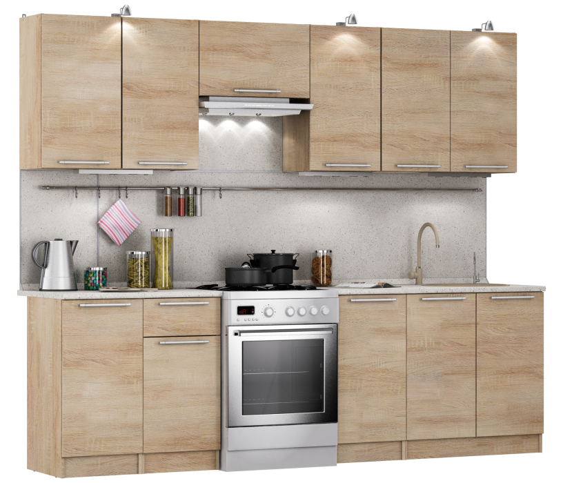 Кухонные гарнитуры, Кухня Ангелина Классик Дуб Сонома 2,6 м