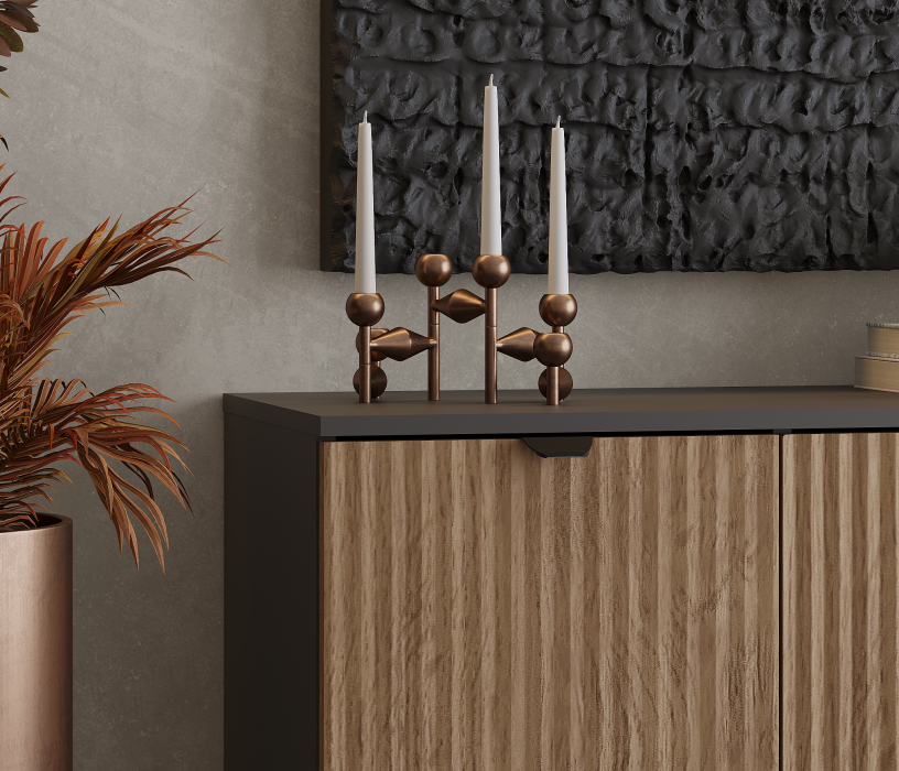 Комоды, Комод Тренд СБ-3447 2 ящика, 1 дверь Кашемир серый/МДФ Джаз Кашемир