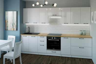 Кухонный гарнитур Жасмин экстра 1 3,0 м Белый глянец ЛДСП