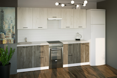 Кухонный гарнитур Сиена мега 2,5 м Дуб грей/Бетон темный ЛДСП