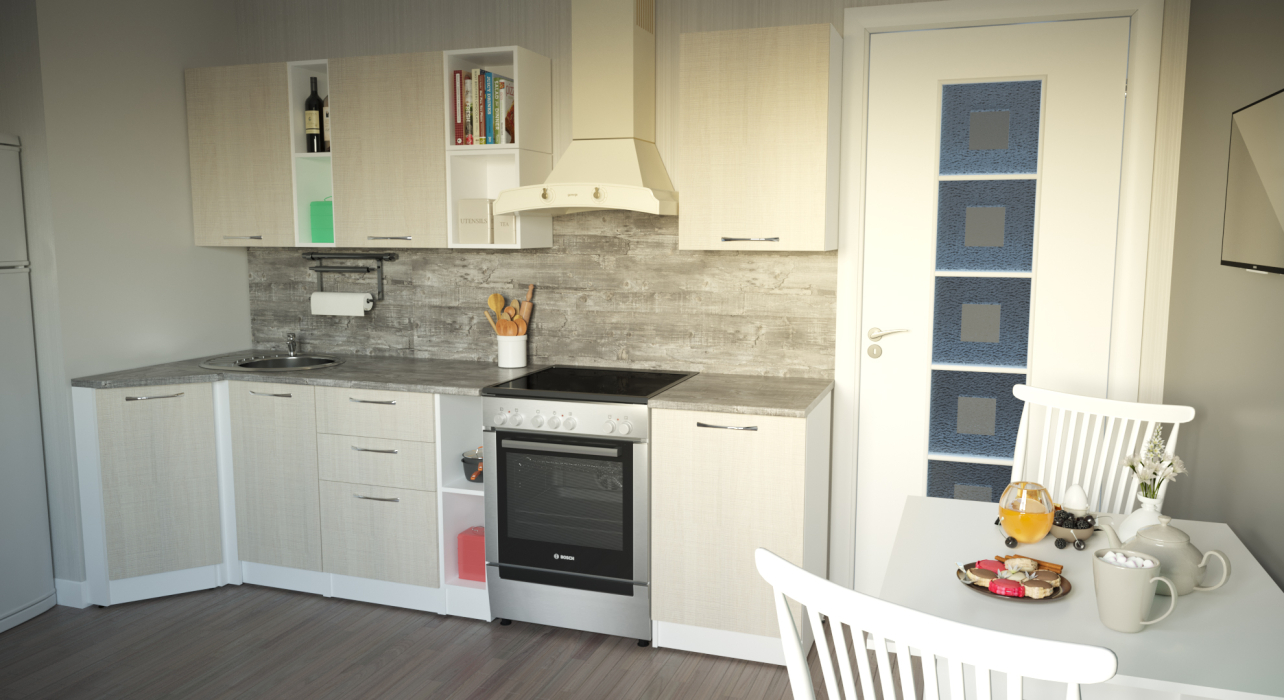 Кухонные гарнитуры, Кухонный гарнитур Лариса прайм 4 0,9 х 2,0 м Латте ЛДСП