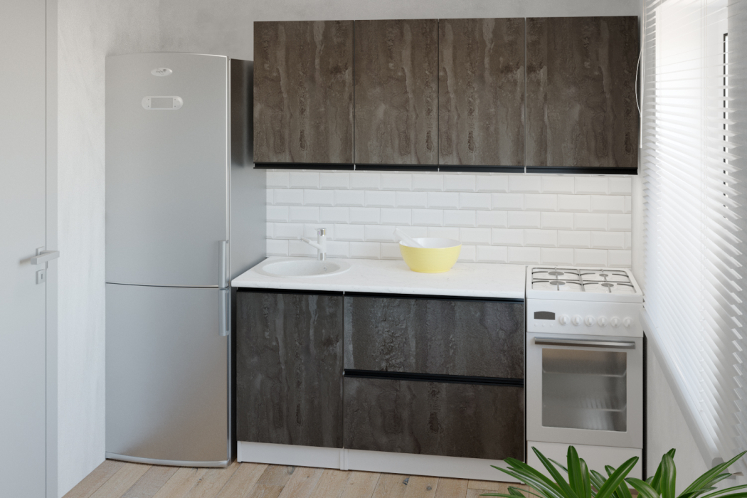 Кухонные гарнитуры, Кухонный гарнитур Ноктюрн макси 1,8 м Бетон темный ЛДСП