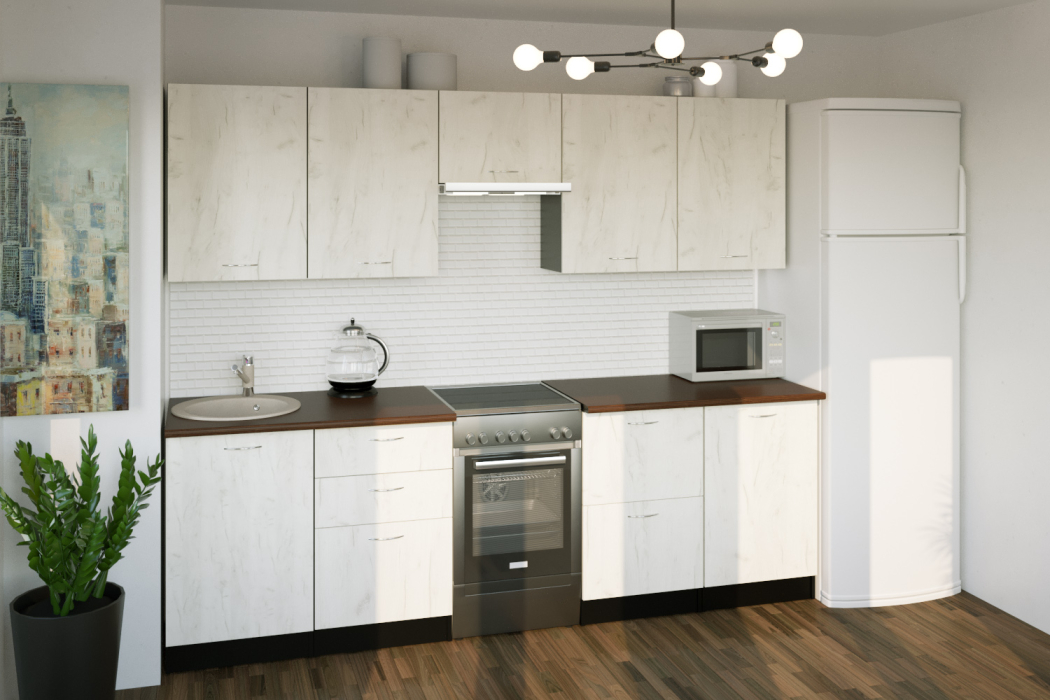 Кухонные гарнитуры, Кухонный гарнитур Лоретта мега 2,5 м Дуб грей ЛДСП