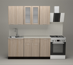 Кухонный гарнитур Светлана стандарт 1,6 м Ясень Шимо Светлый ЛДСП