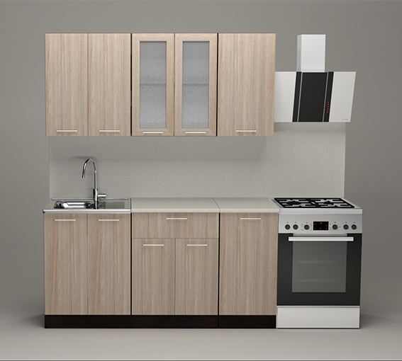 Кухонные гарнитуры, Кухонный гарнитур Светлана стандарт 1,6 м Ясень Шимо Светлый ЛДСП