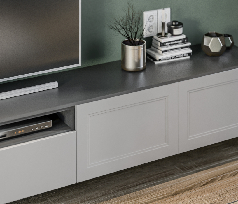 Стенки для гостиной, Гостиная Тренд Диамант серый/МДФ Modern Светло-серый