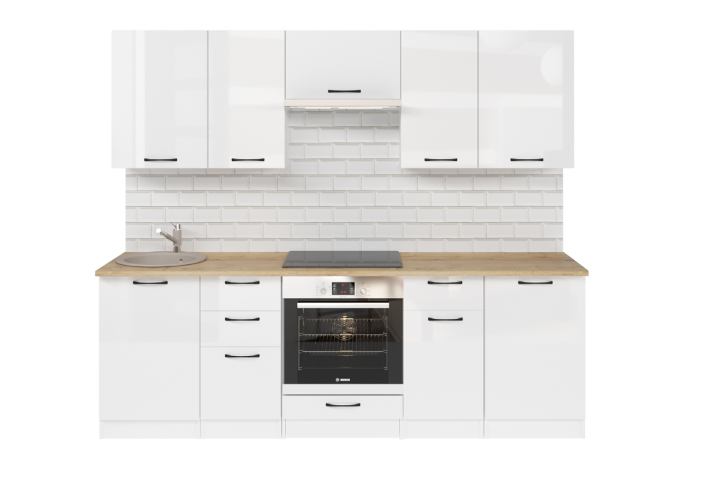 Кухонные гарнитуры, Кухонный гарнитур Жасмин базис 2,4 м Белый глянец ЛДСП